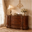 Cortina Traditional Wood & Marble Dresser in Honey Walnut