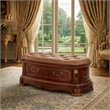 Cortina Wood and Leather Accent Bench in Honey Walnut