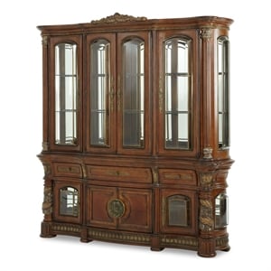 Michael Amini Villa Valencia China Cabinet with Lighting - Classic Chestnut