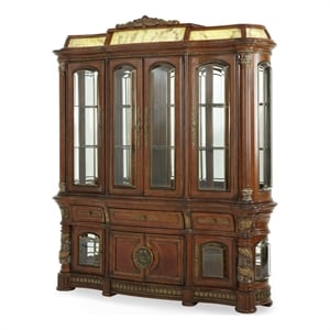 Michael Amini Villa Valencia China Buffet with Lighted Top - Classic Chestnut