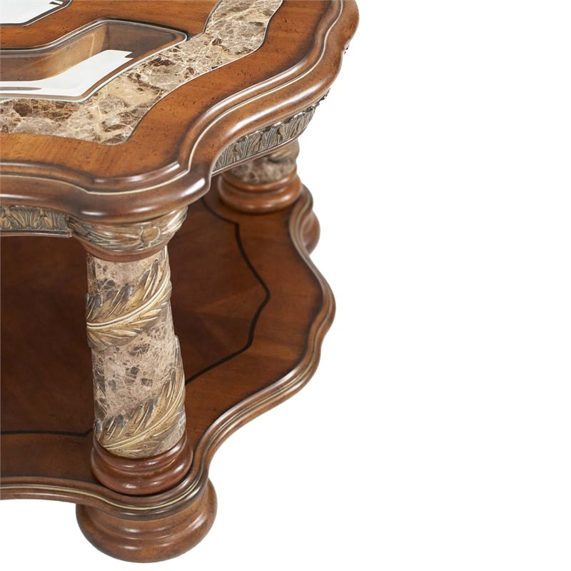 Michael Amini Villa Valencia Wood Cocktail Table - Classic Chestnut