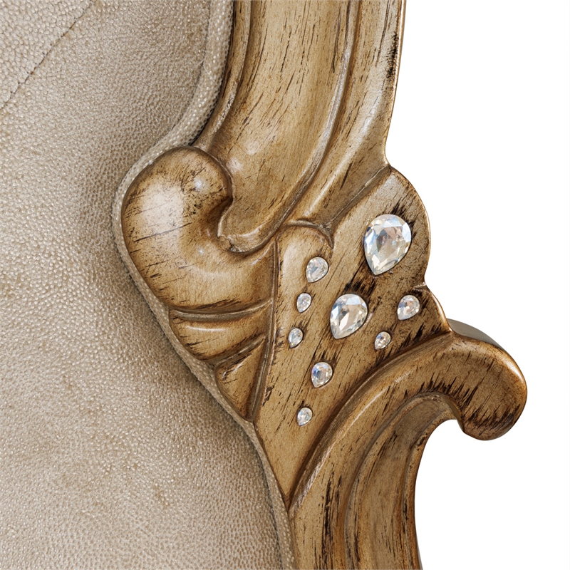 Platine de Royale Cal. King Velvet Panel Bed - Champagne Ivory