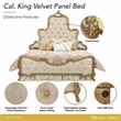 Platine de Royale Cal. King Velvet Panel Bed - Champagne Ivory