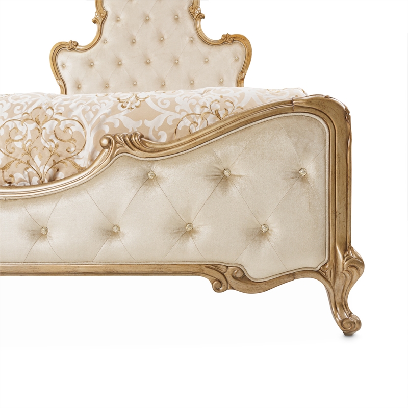 Platine de Royale Cal. King Velvet Panel Bed - Champagne Ivory