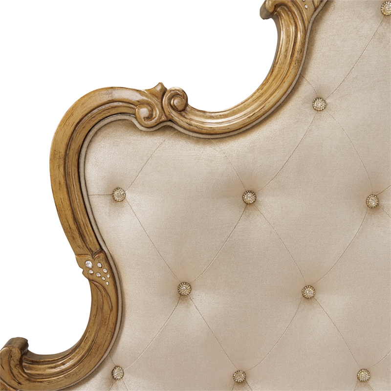Platine de Royale Cal. King Velvet Panel Bed - Champagne Ivory