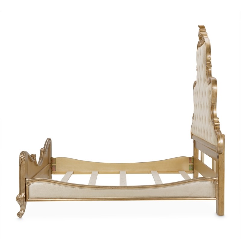 Platine de Royale Eastern King Velvet Panel Bed - Champagne Ivory