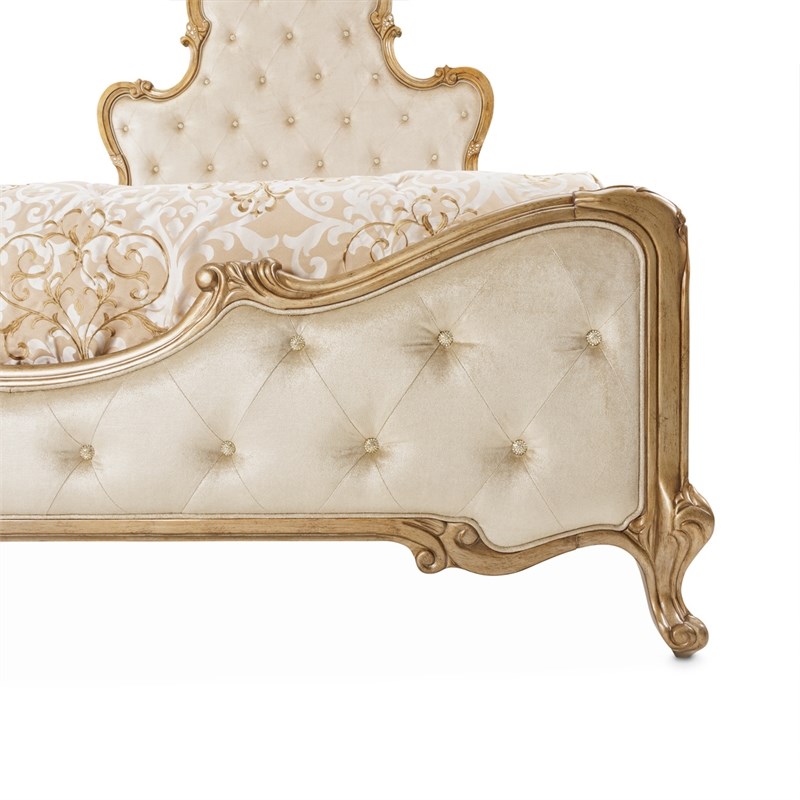 Platine de Royale Eastern King Velvet Panel Bed - Champagne Ivory