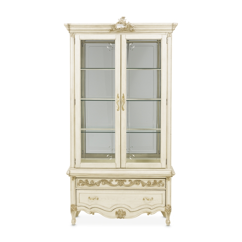 Platine de Royale Wood Curio Display Cabinet with LED Lighting - Champagne Ivory