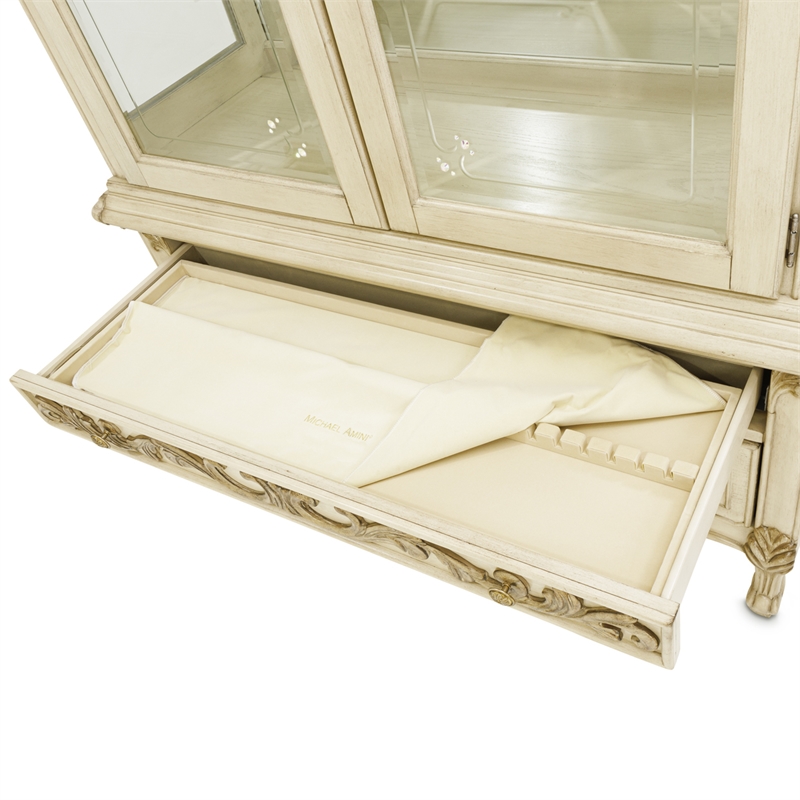 Platine de Royale Wood Curio Display Cabinet with LED Lighting - Champagne Ivory