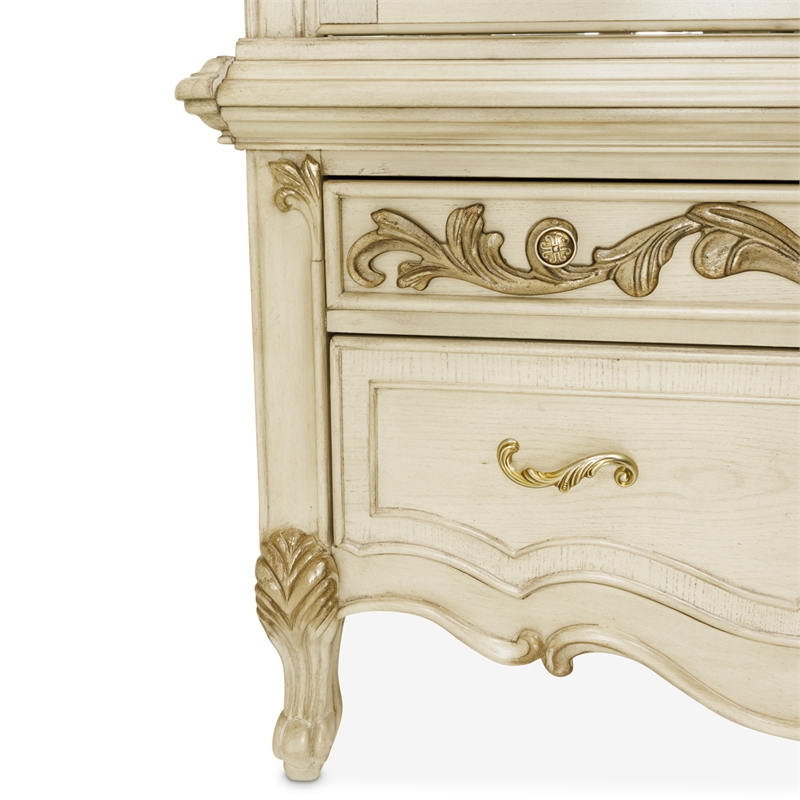 Platine de Royale Wood Curio Display Cabinet with LED Lighting - Champagne Ivory
