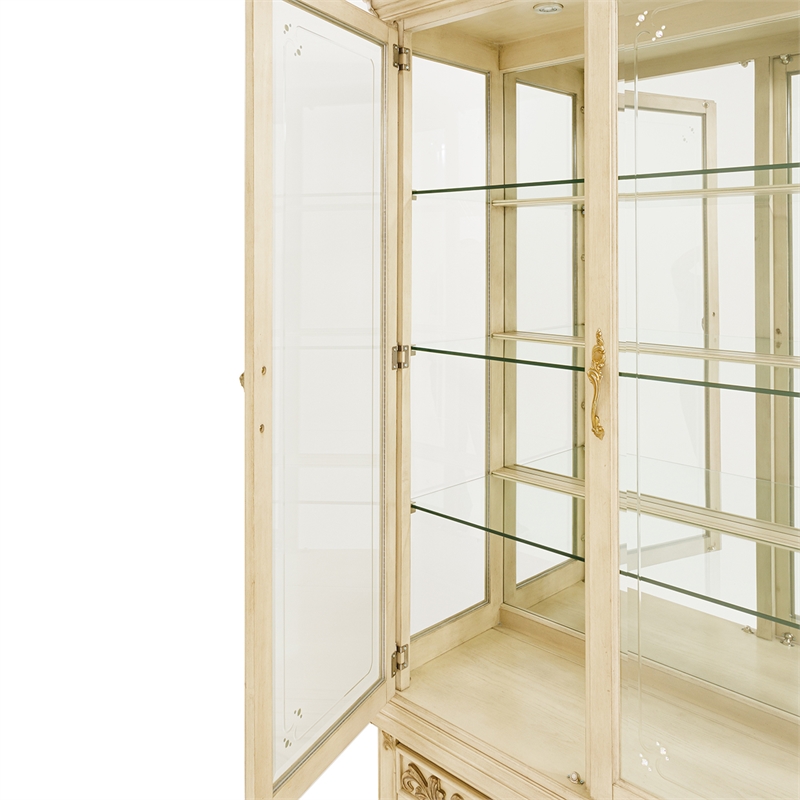 Platine de Royale Wood Curio Display Cabinet with LED Lighting - Champagne Ivory