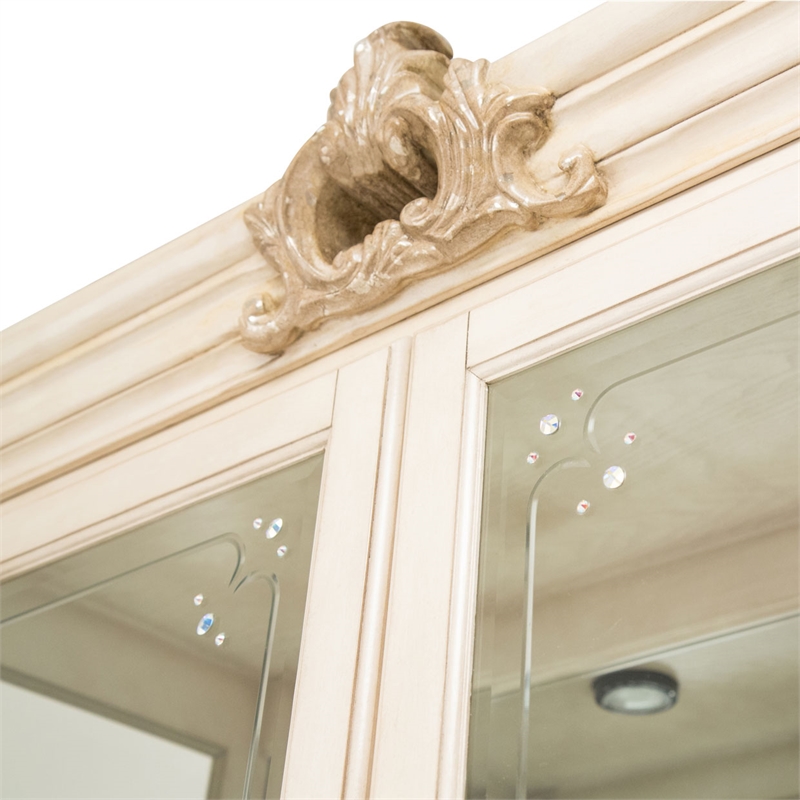 Michael Amini Platine de Royale Wood Curio Display Cabinet - Champagne Ivory