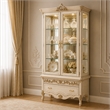 Platine de Royale Wood Curio Display Cabinet with LED Lighting - Champagne Ivory