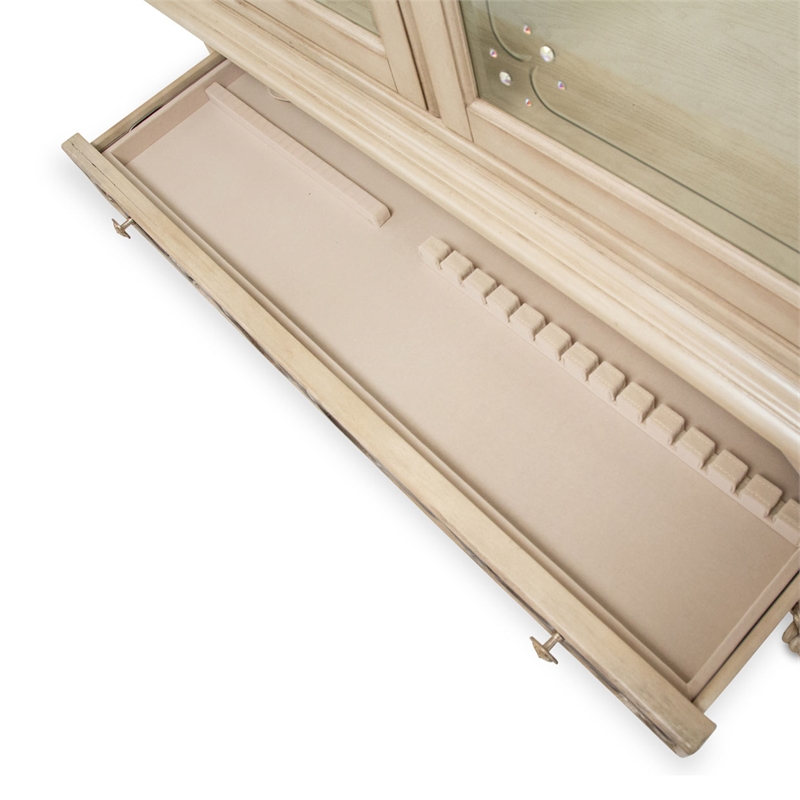 Michael Amini Platine de Royale Wood Curio Display Cabinet - Champagne Ivory
