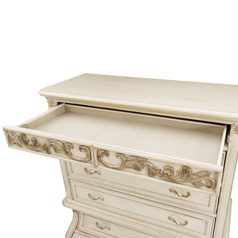 Platine de Royale 6-Drawer Wood Chest - Champagne Ivory