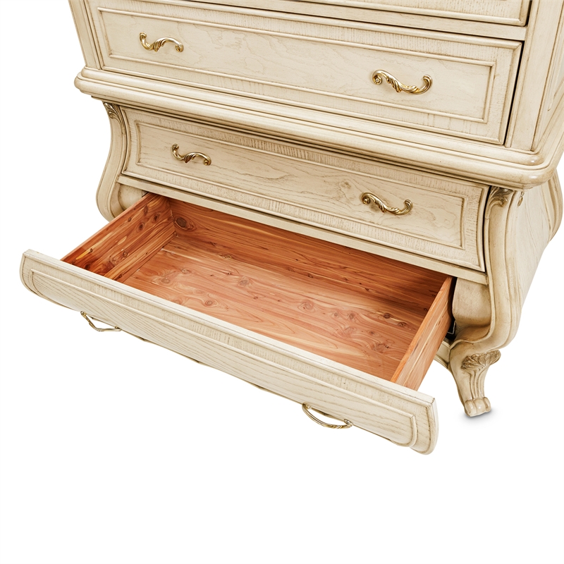 Platine de Royale 6-Drawer Wood Chest - Champagne Ivory