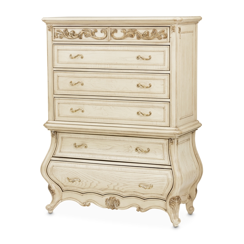 Platine de Royale 6-Drawer Wood Chest - Champagne Ivory