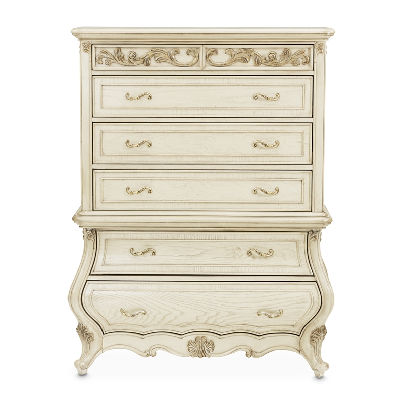 Platine de Royale 6-Drawer Wood Chest - Champagne Ivory