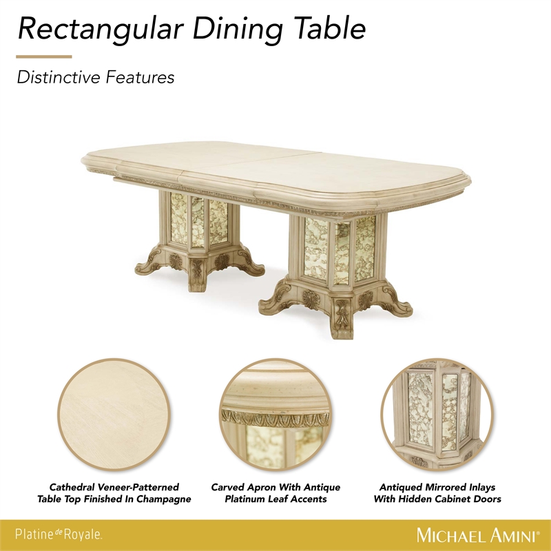 Platine de Royale Rectangular Wood Dining Table - Champagne Ivory