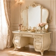 Platine de Royale Wood Vanity and Mirror Set - Champagne