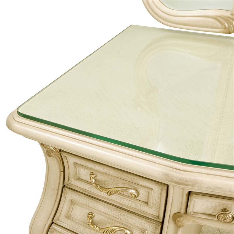 Platine de Royale Wood Vanity and Mirror Set - Champagne