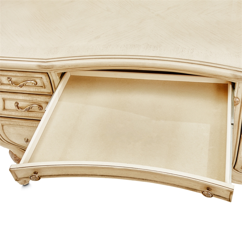 Platine de Royale Wood Vanity and Mirror Set - Champagne
