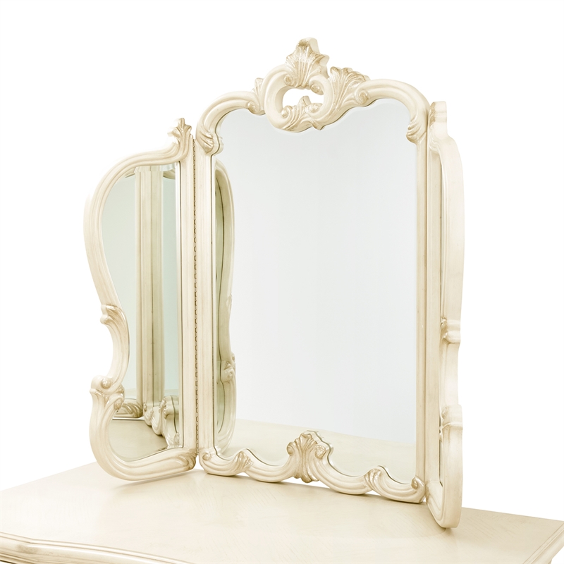 Platine de Royale Wood Vanity and Mirror Set - Champagne