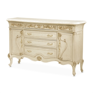 Platine de Royale Marble and Wood Sideboard - Champagne Ivory