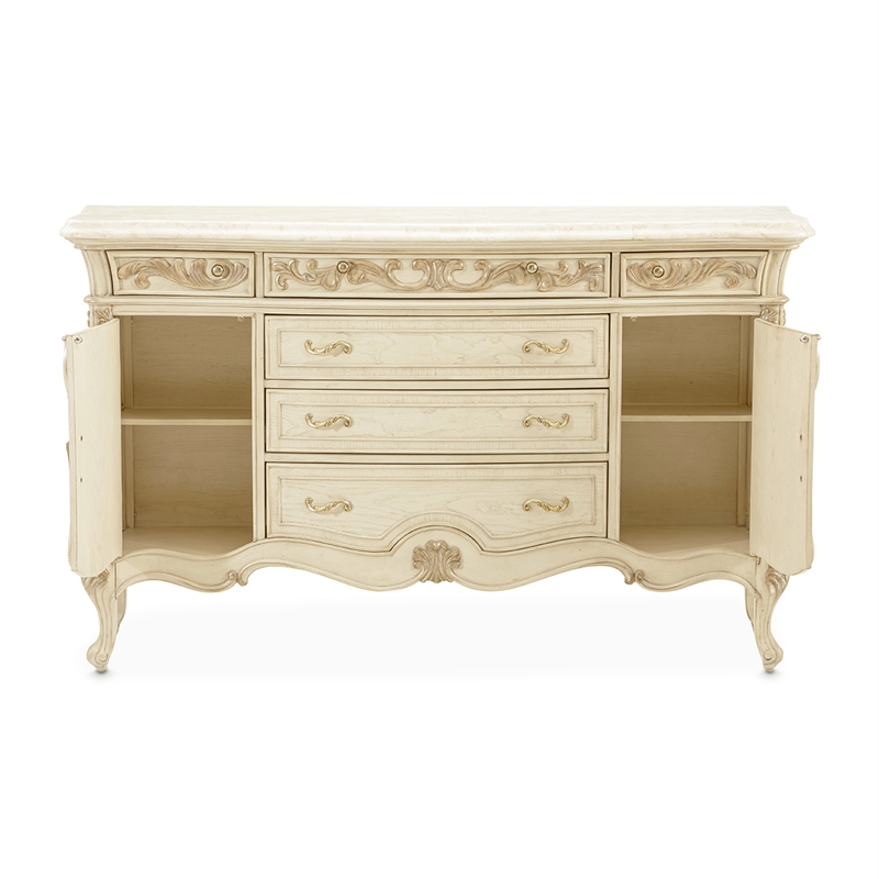 Platine de Royale Marble and Wood Sideboard - Champagne Ivory