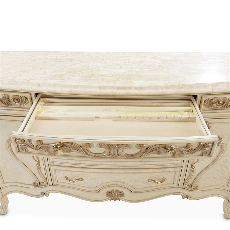 Platine de Royale Marble and Wood Sideboard - Champagne Ivory
