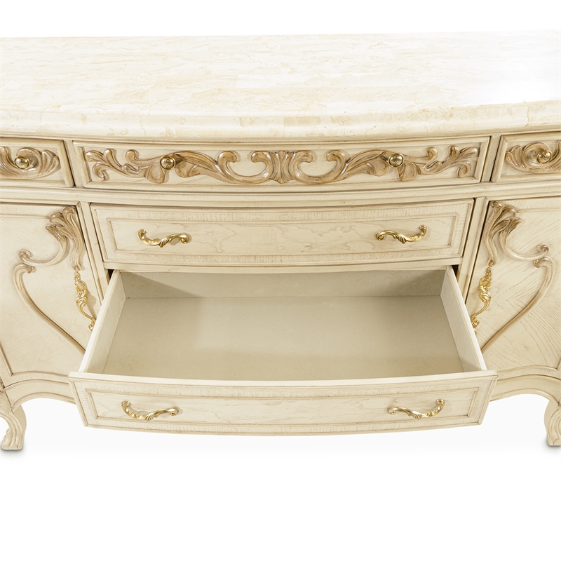 Platine de Royale Marble and Wood Sideboard - Champagne Ivory