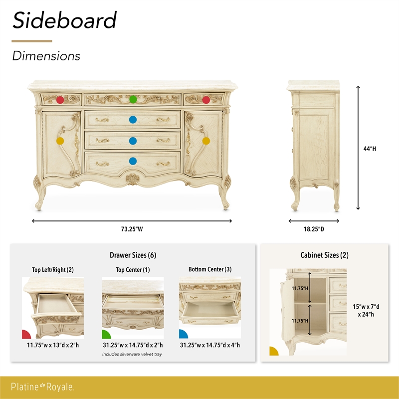 Platine de Royale Marble and Wood Sideboard - Champagne Ivory