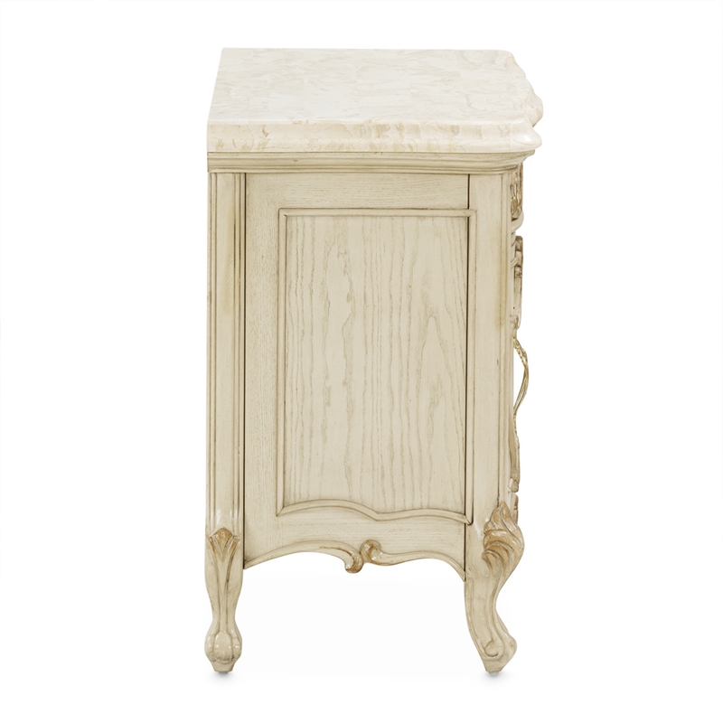 Michael Amini Platine de Royale Marble and Wood Nightstand - Champagne Ivory