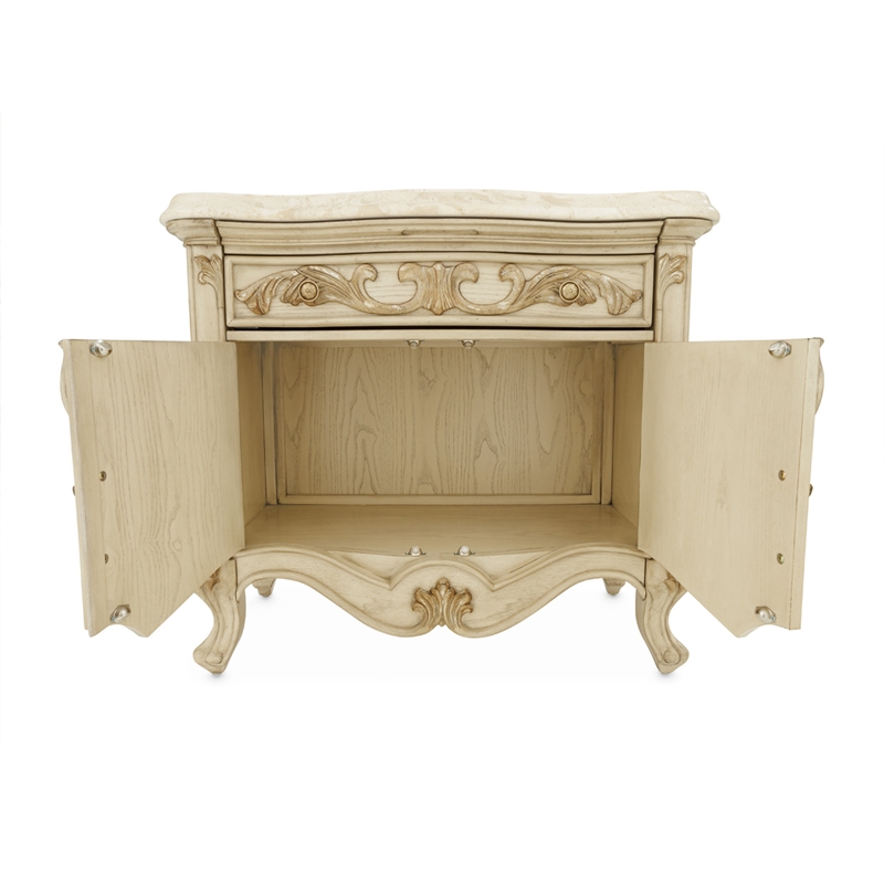 Michael Amini Platine de Royale Marble and Wood Nightstand - Champagne Ivory