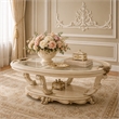 Platine de Royale Wood Oval Cocktail Table - Champagne Ivory