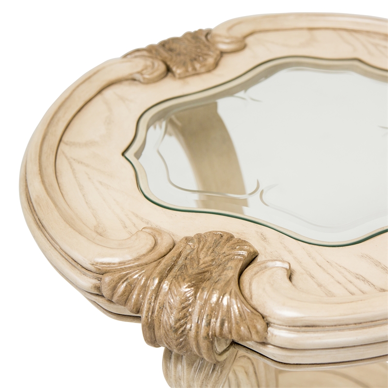 Platine de Royale Wood Chairside End Table - Champagne Ivory