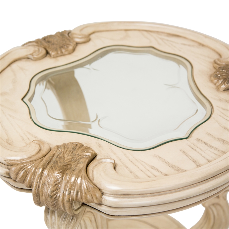 Platine de Royale Wood Chairside End Table - Champagne Ivory