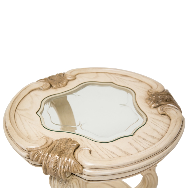 Platine de Royale Wood Chairside End Table - Champagne Ivory
