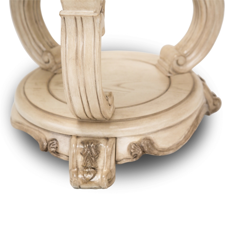 Platine de Royale Wood Chairside End Table - Champagne Ivory