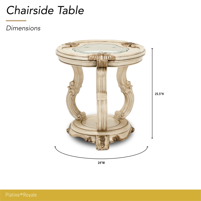 Platine de Royale Wood Chairside End Table - Champagne Ivory