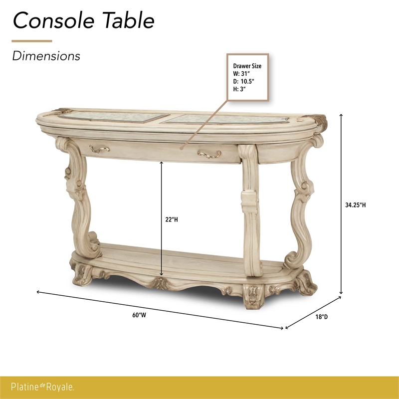 Platine de Royale Wood Console Table - Champagne Ivory