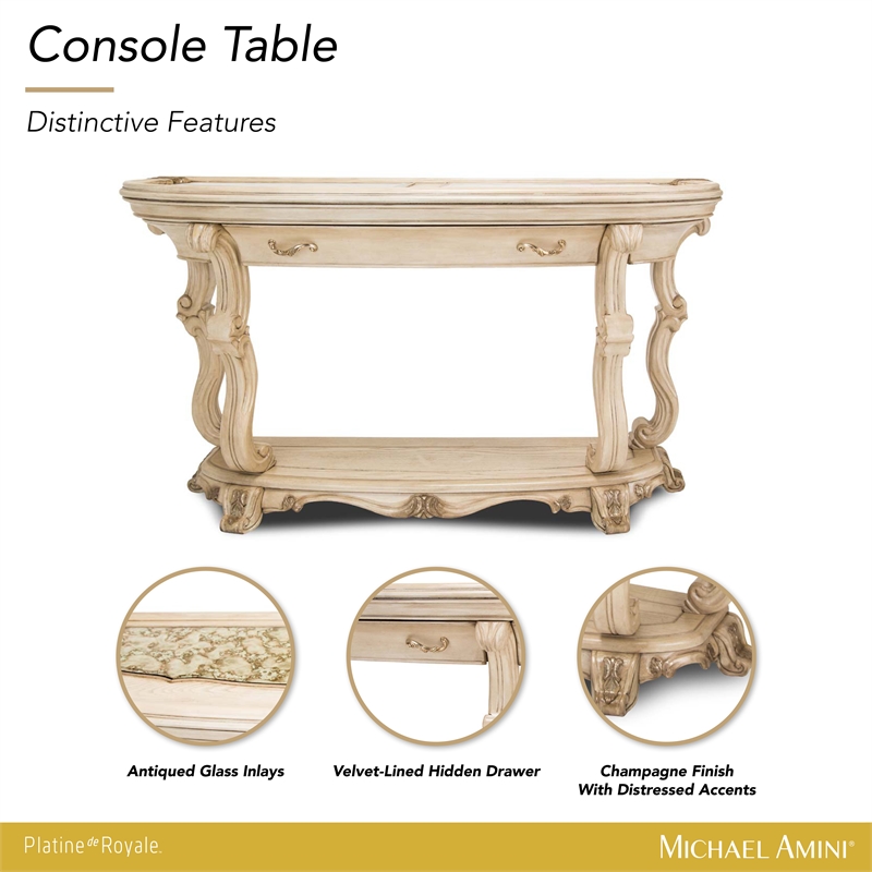 Platine de Royale Wood Console Table - Champagne Ivory