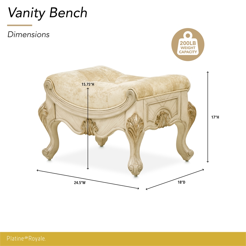 Platine de Royale Velvet Vanity Bench - Champagne