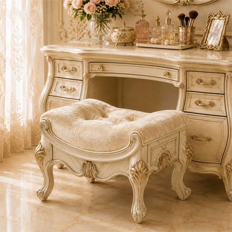 Platine de Royale Velvet Vanity Bench - Champagne