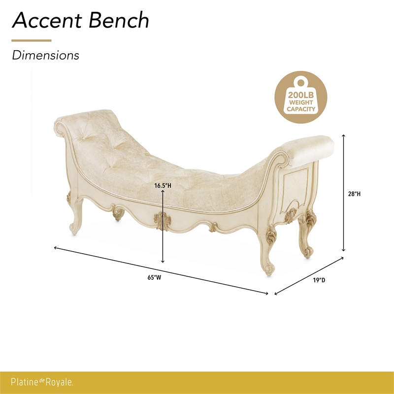Platine de Royale Velvet Accent Bench - Champagne Ivory