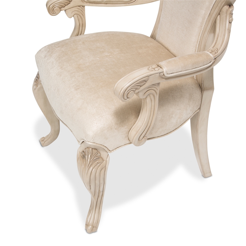 Michael Amini Platine de Royale Velvet Dining Chair - Set of 2 - Champagne Ivory