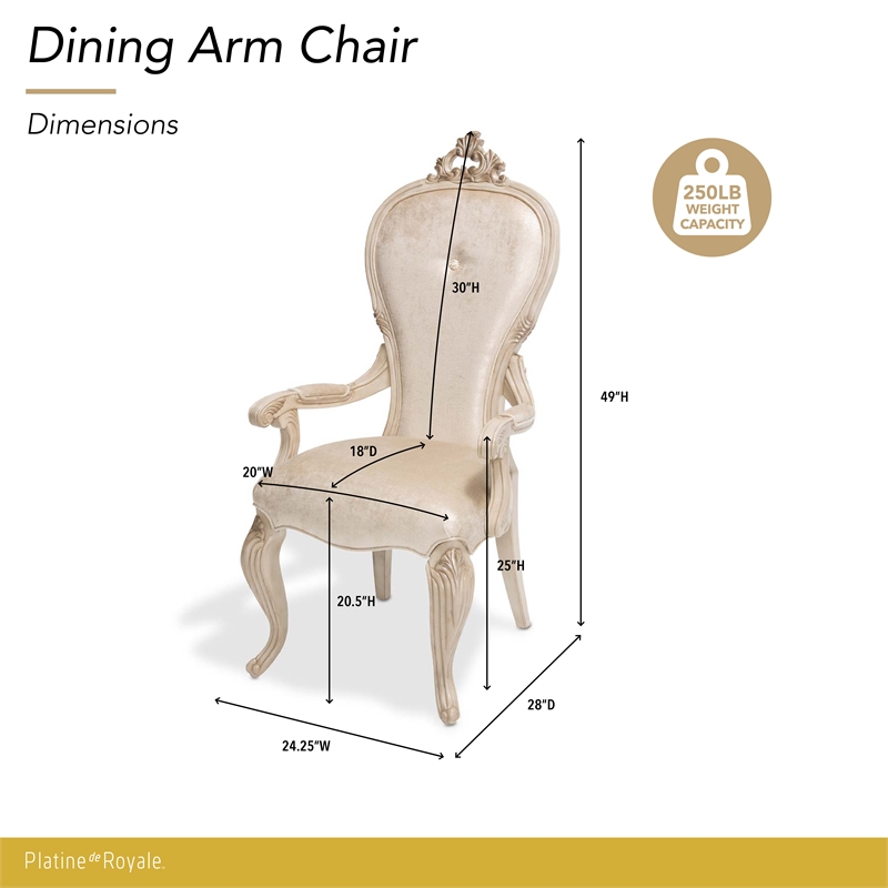 Platine de Royale Velvet Dining Chair - Set of 2 - Champagne Ivory