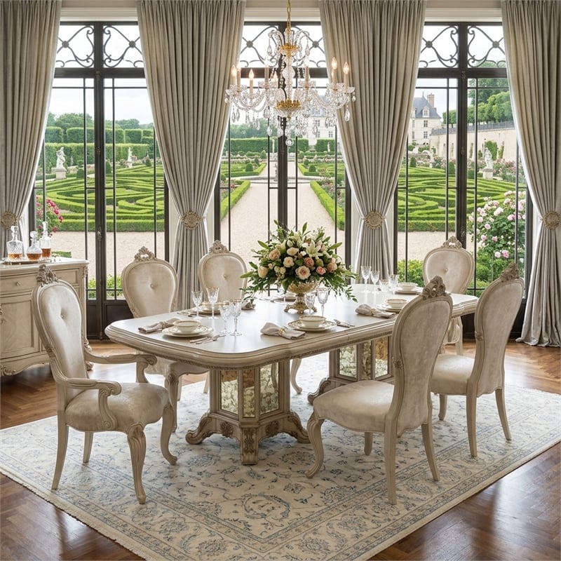 Platine de Royale Velvet Dining Chair - Set of 2 - Champagne Ivory