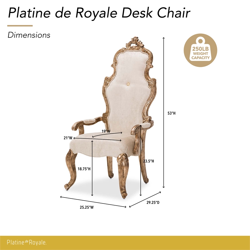 platine de royale velvet desk chair - champagne ivory