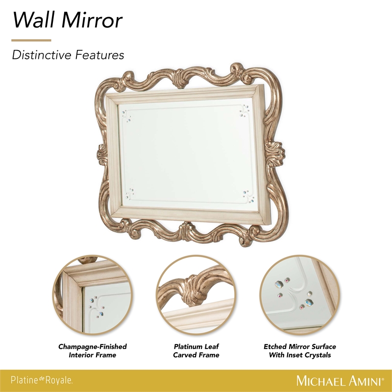 Platine de Royale Wood Wall Mirror - Champagne